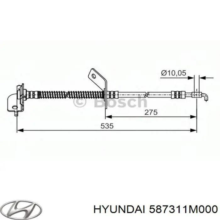 587311M000 Hyundai/Kia шланг тормозной передний левый