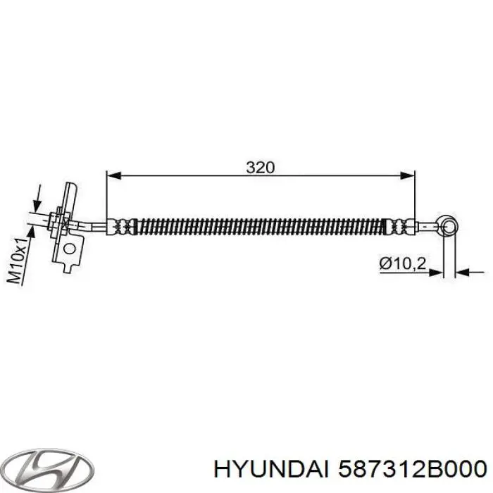 Передний левый тормозной шланг Hyundai/Kia 587312B000