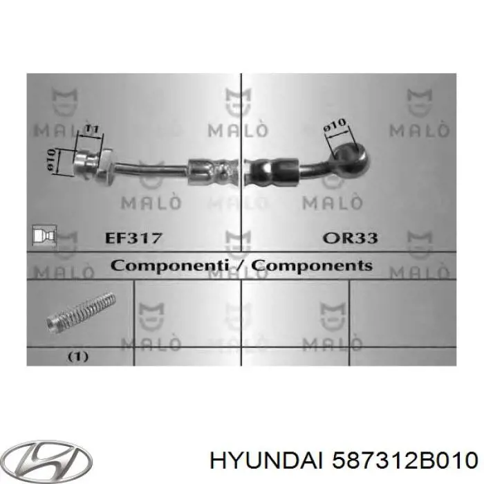 587312B010 Hyundai/Kia Шланг тормозной левый передний