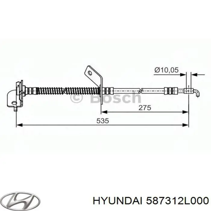 587312L000 Hyundai/Kia шланг тормозной передний левый
