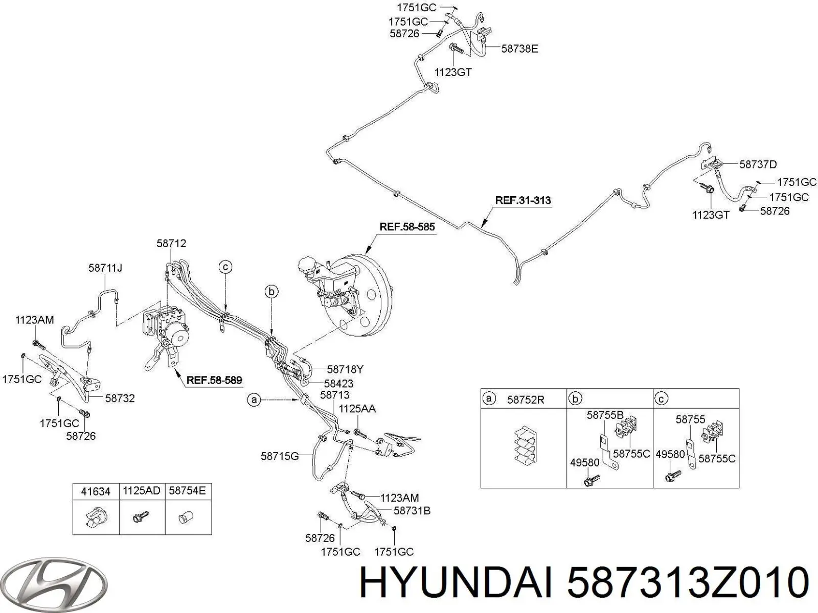 587313Z010 Hyundai/Kia Гибкая тормозная трубка задняя