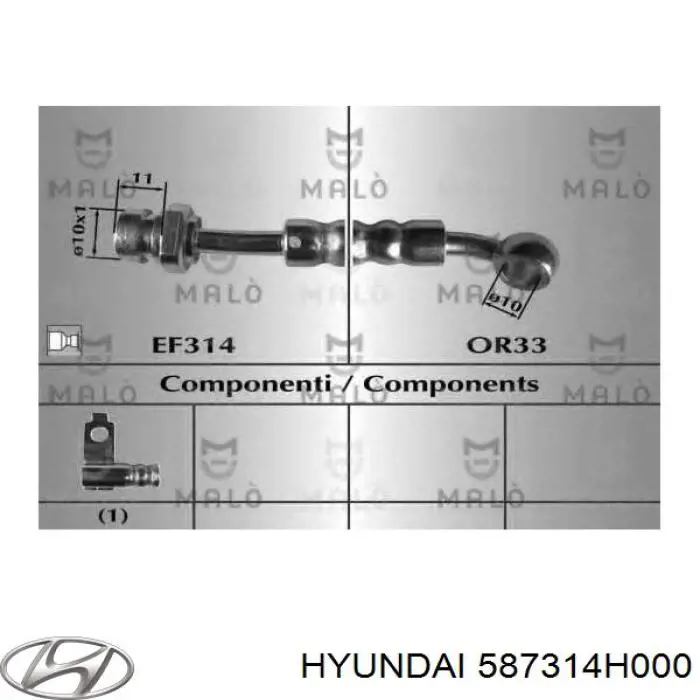 Купить 587314H000 Hyundai/Kia Шланг тормозной передний левый