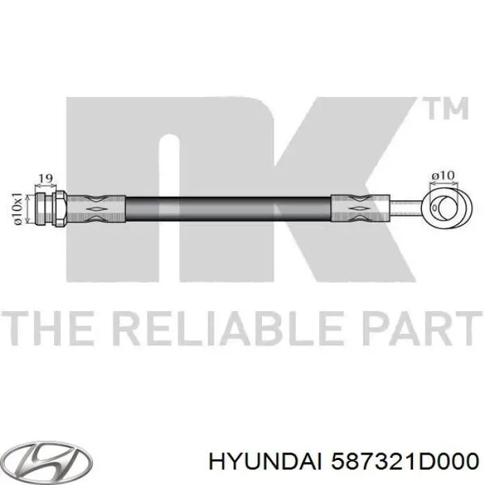 Купить 587321D000 Hyundai/Kia Шланг тормозной передний, правый