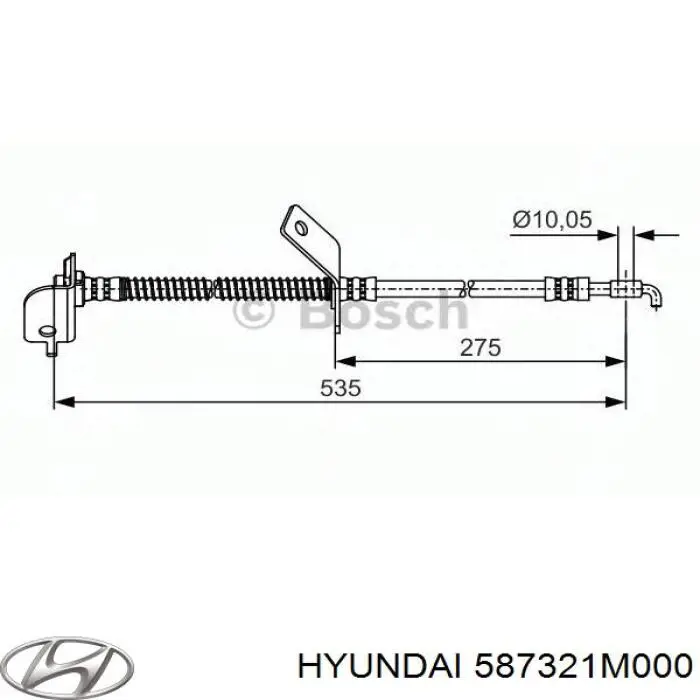 587321M000 Hyundai/Kia шланг тормозной передний правый