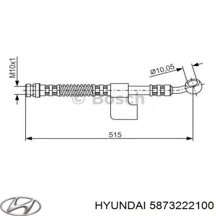 Шланг тормозной передний правый 5873222100 Hyundai/Kia