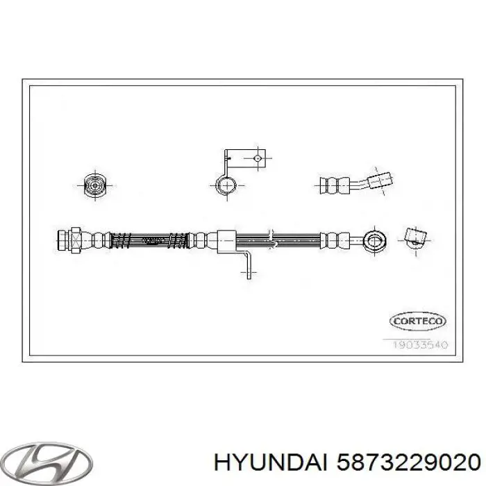 Передний правый тормозной шланг Hyundai/Kia 5873229020