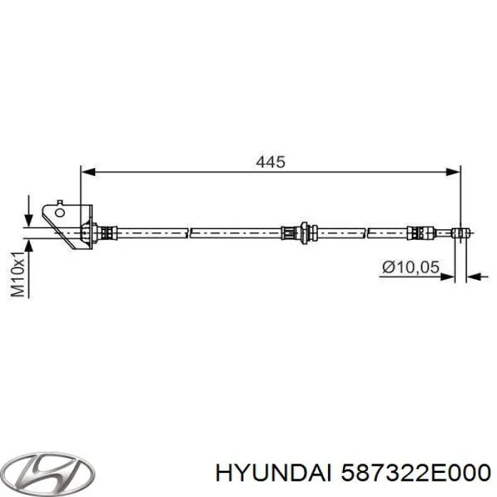 Купить 587322E000 Hyundai/Kia Шланг тормозной передний, правый