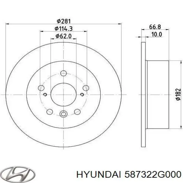 Шланг тормозной передний правый 587322G000DS Hyundai/Kia