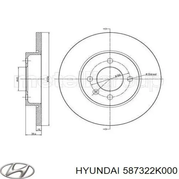 Latiguillos de freno delantero derecho 587322K000 Hyundai/Kia