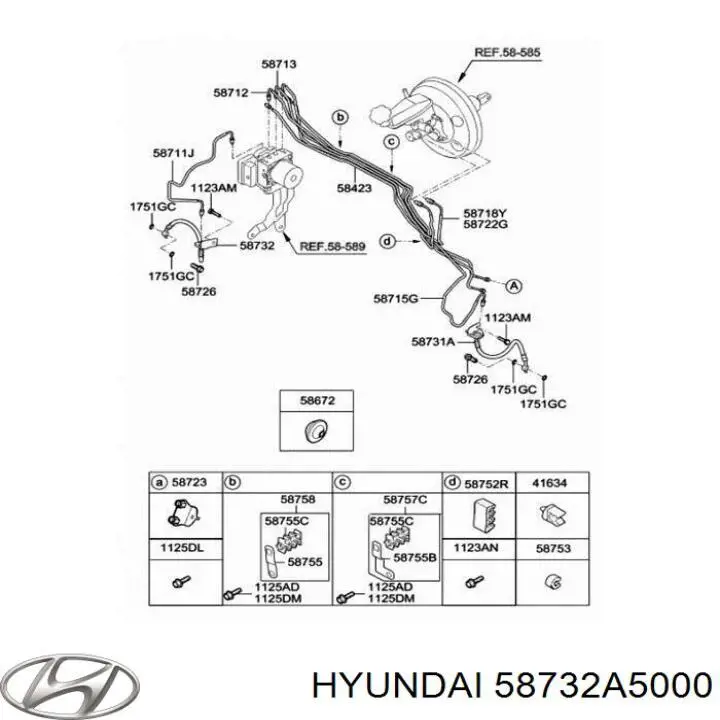 Mangueira do freio dianteira direita para Hyundai Elantra (MD)