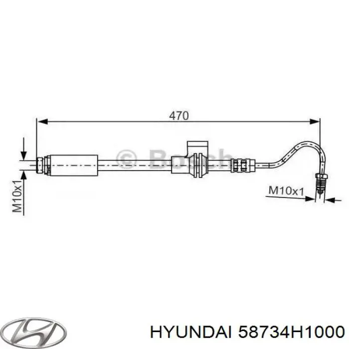 Шланг тормозной передний правый 58734H1000 Hyundai/Kia