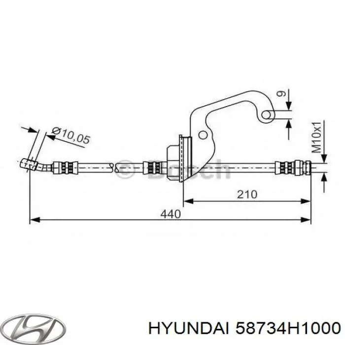 Шланг тормозной передний правый 58734H1000 Hyundai/Kia