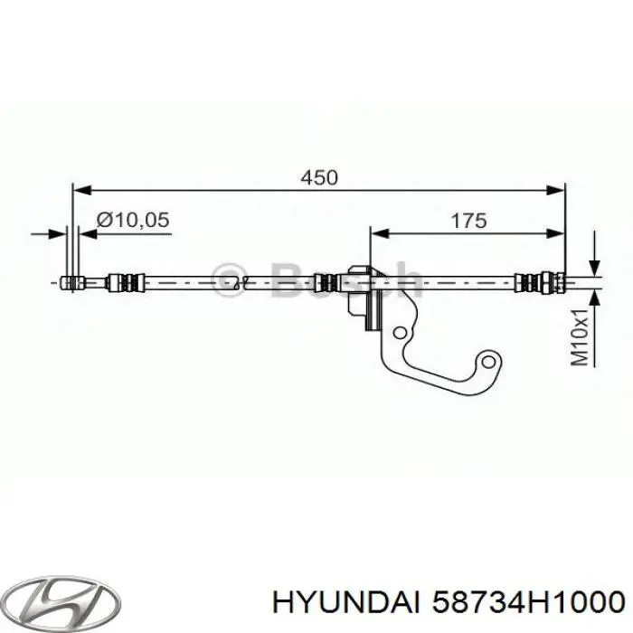 58734H1000 Hyundai/Kia Шланг тормозной передний правый