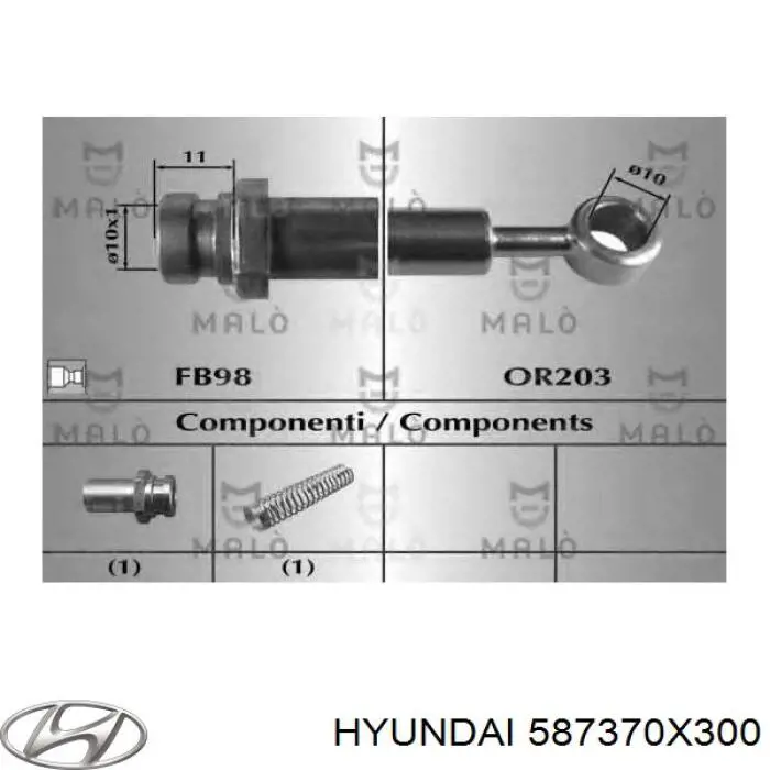 Шланг тормозной передний правый 587370X300 Hyundai/Kia