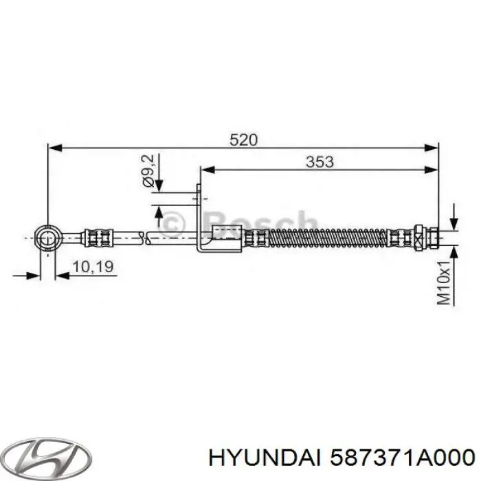 Задний тормозной шланг 587371A000 Hyundai/Kia