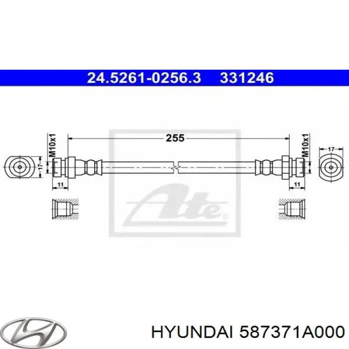 587371A000 Hyundai/Kia шланг тормозной задний