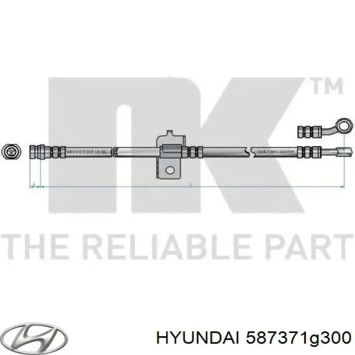 Шланг тормозной задний правый Hyundai/Kia 587371G300