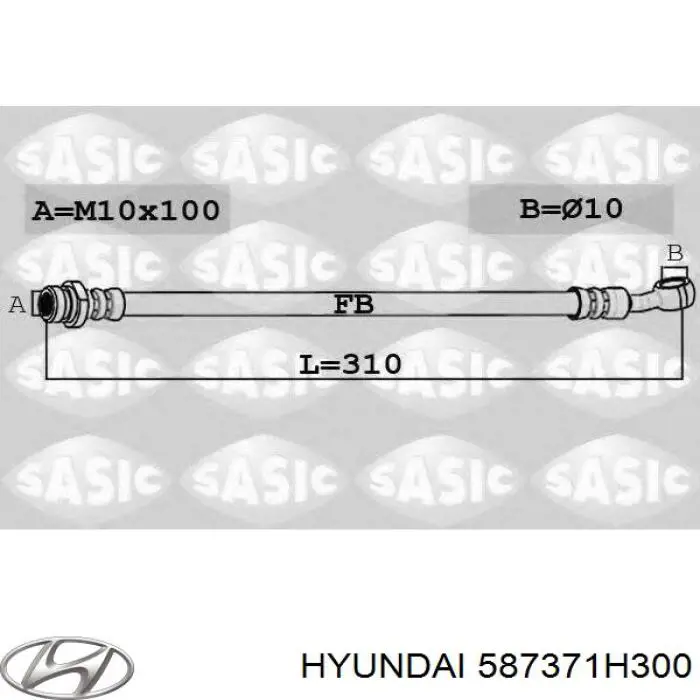 587371H300 Hyundai/Kia шланг тормозной задний левый
