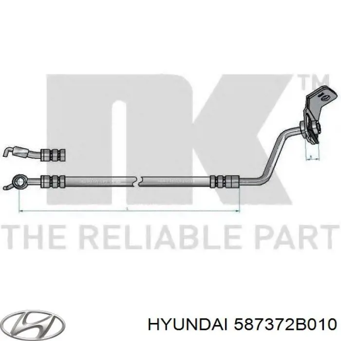 Купить 587372B010DS Hyundai/Kia Шланг тормозной задний левый