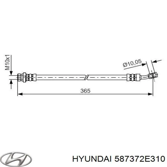 Шланг тормозной задний правый Hyundai/Kia 587372E310