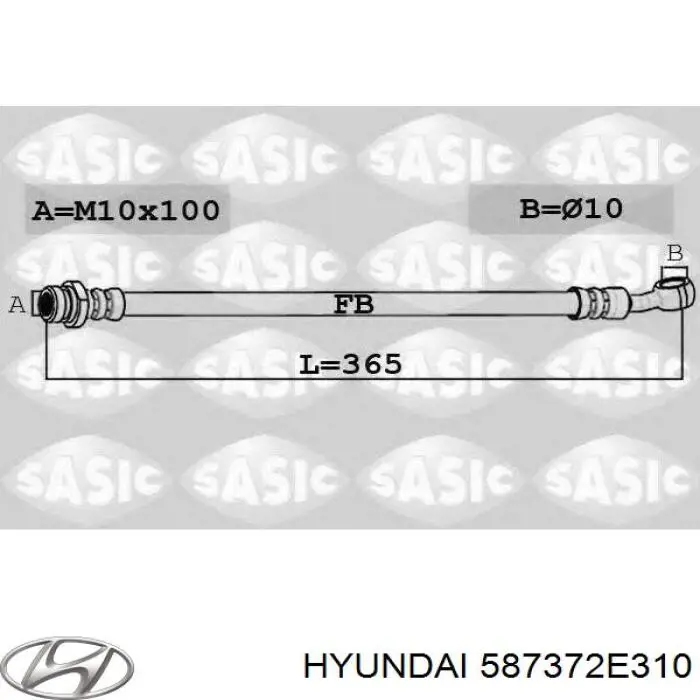 Шланг тормозной задний, правый Hyundai/Kia 587372E310 цена, от 8.32 USD