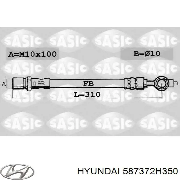 587372H350 Hyundai/Kia шланг тормозной задний левый