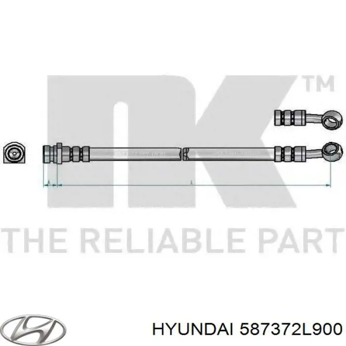 Шланг тормозной задний правый Hyundai/Kia 587372L900