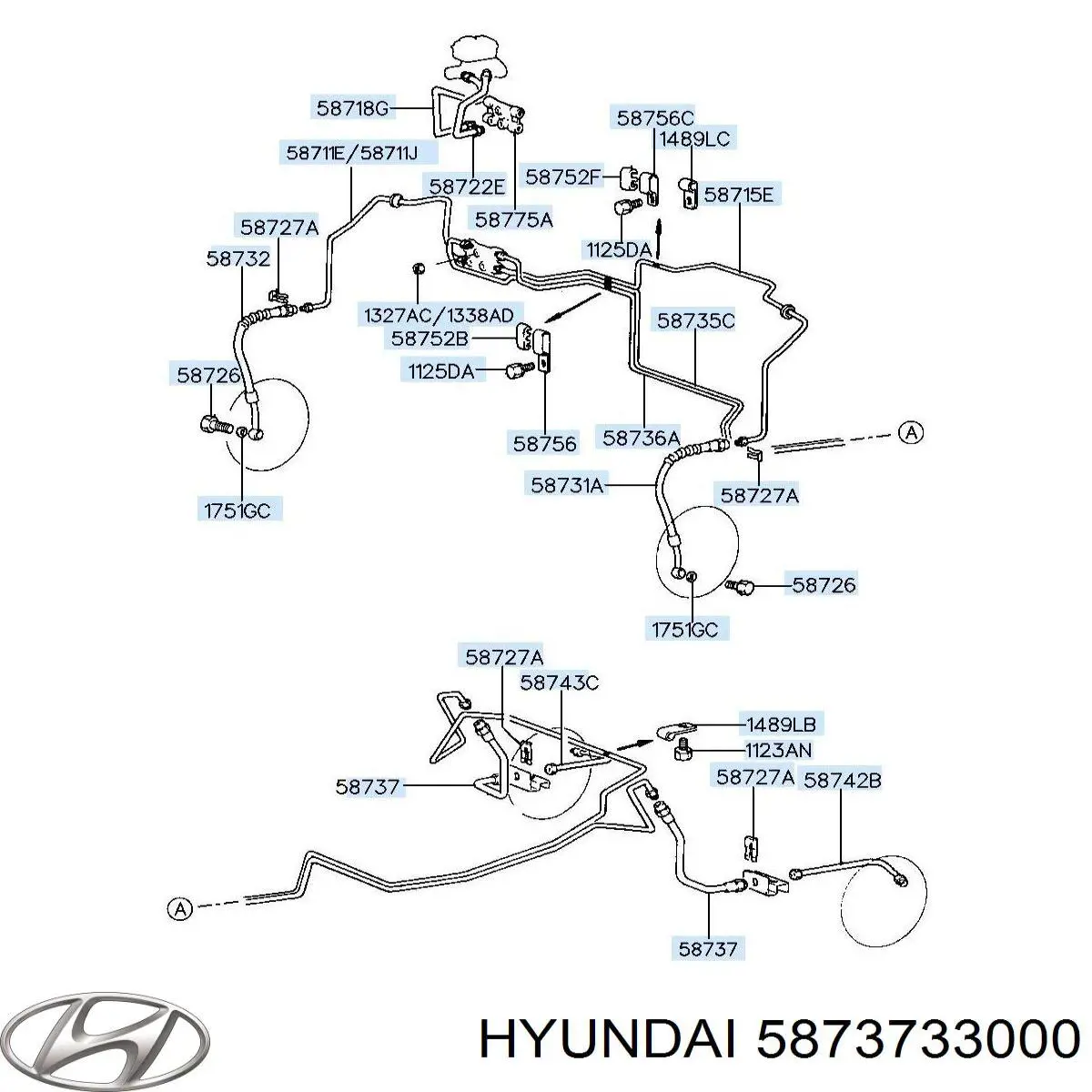 Шланг тормозной задний Hyundai/Kia 5873733000