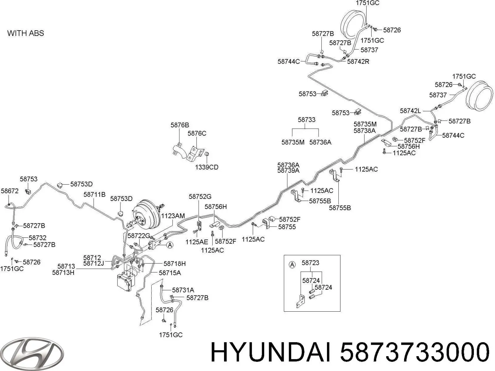 5873733000 Hyundai/Kia Гибкая тормозная трубка задняя