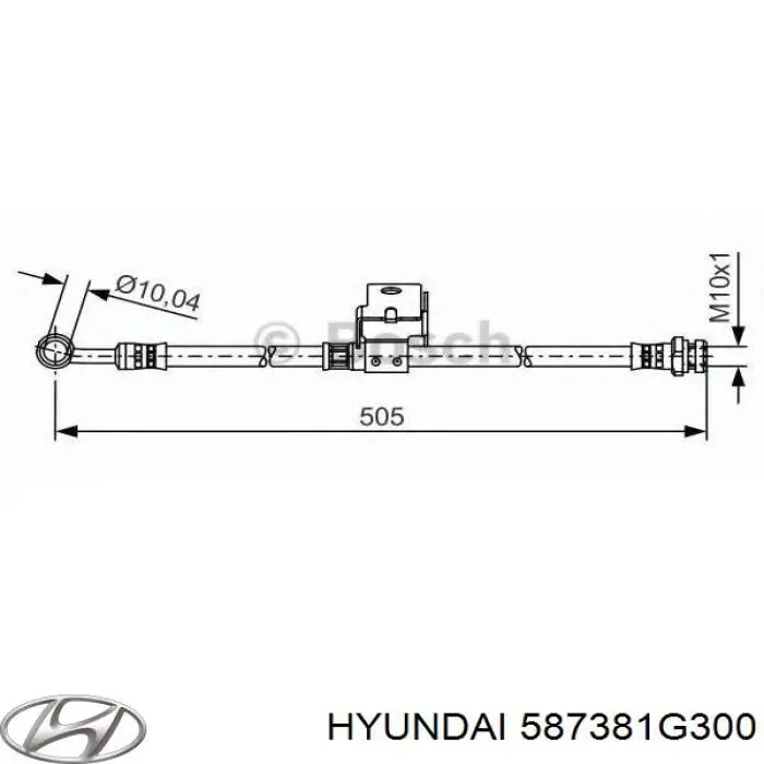 Шланг тормозной задний левый Hyundai/Kia 587381G300