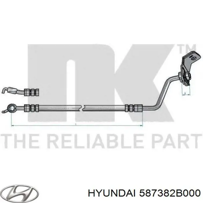 Шланг тормозной задний правый Hyundai/Kia 587382B000