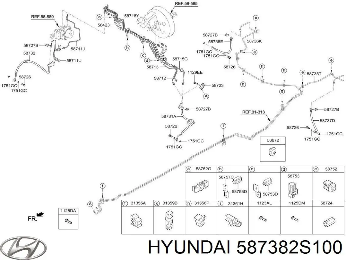 Купить 587382S100 Hyundai/Kia Шланг тормозной задний правый