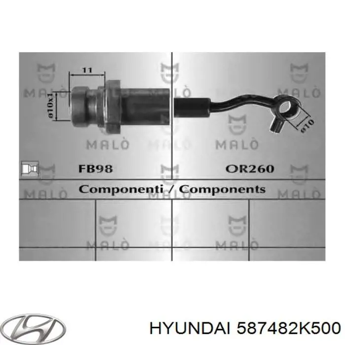 587482K500 Hyundai/Kia Шланг тормозной задний правый