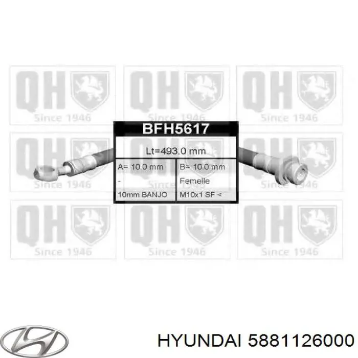 Купить 5881126000 Hyundai/Kia Шланг тормозной передний левый