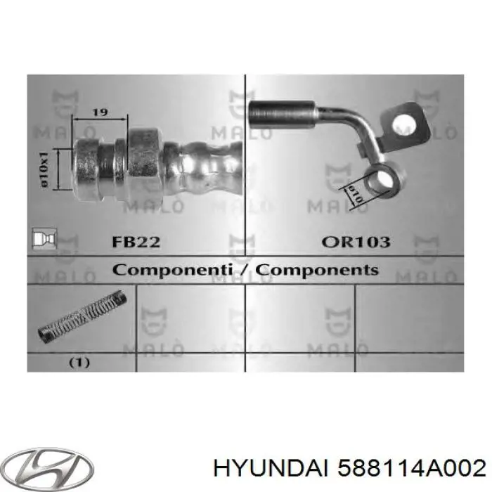 Шланг тормозной передний, левый Hyundai/Kia 588114A002 цена, от 14.59 USD