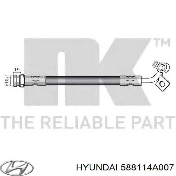 Шланг тормозной передний правый 588114A007 Hyundai/Kia