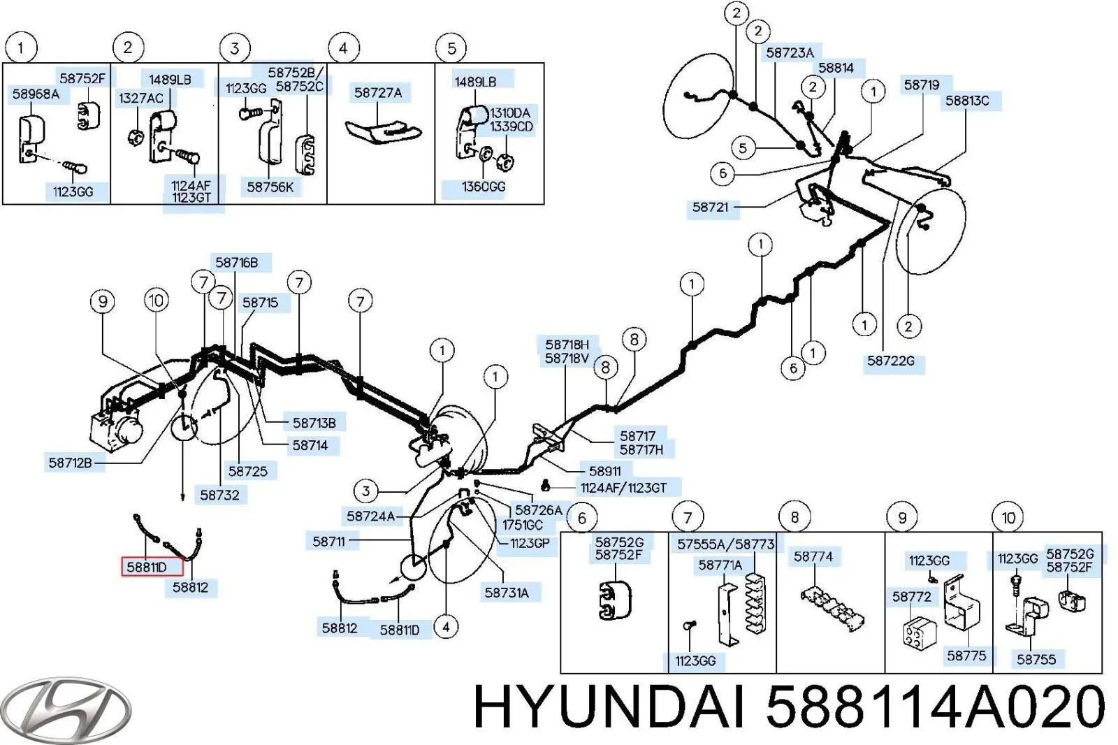 Купить 588114A020 Hyundai/Kia Шланг тормозной передний