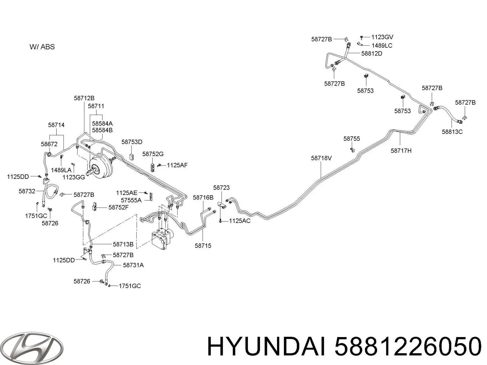 Шланг тормозной задний, правый Hyundai/Kia 5881226050 цена, от 21.24 USD