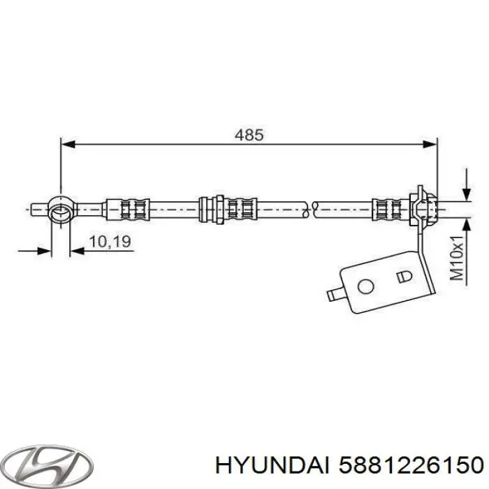 Шланг тормозной задний левый 5881226150 Hyundai/Kia