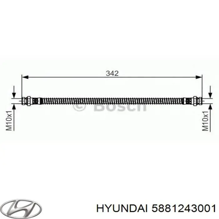 5881243001 Hyundai/Kia шланг тормозной задний