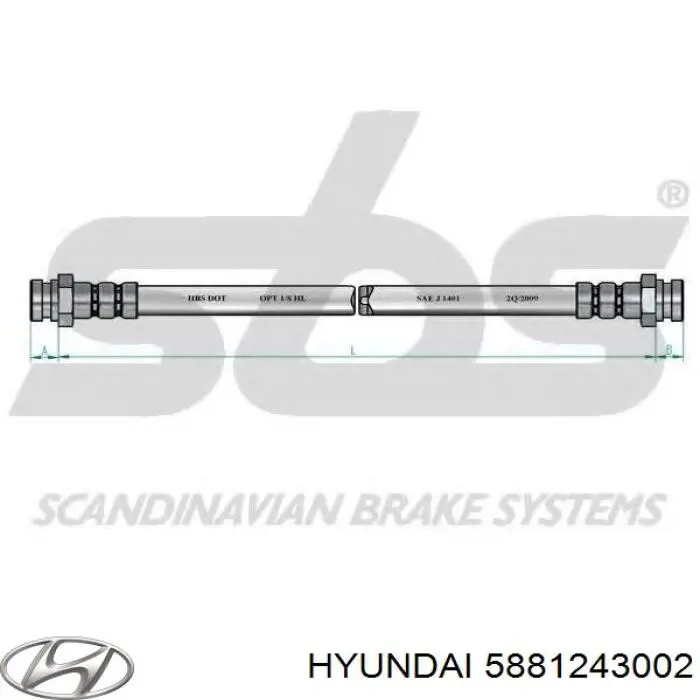 Задний тормозной шланг 5881243002 Hyundai/Kia