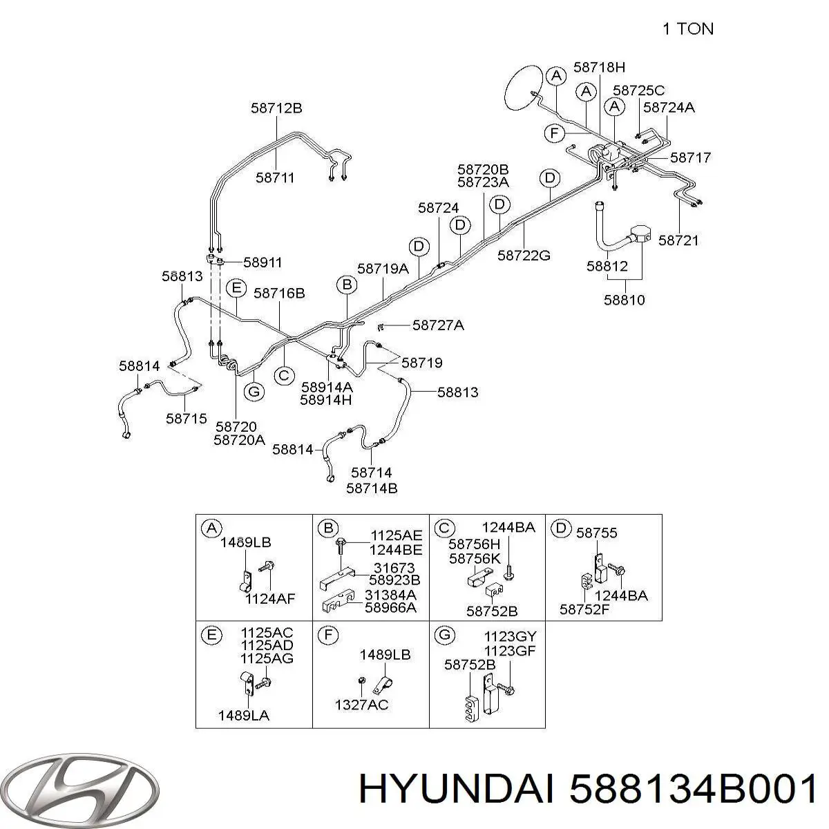 588134B001 Hyundai/Kia шланг тормозной передний