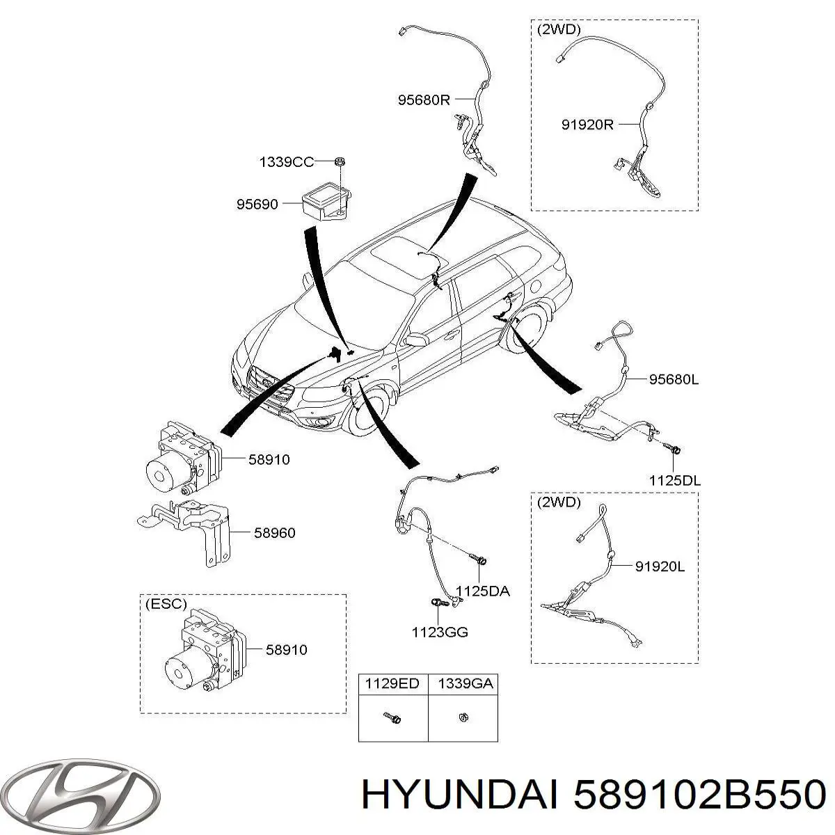 Блок управления АБС (ABS) гидравлический 589102B550 Hyundai/Kia