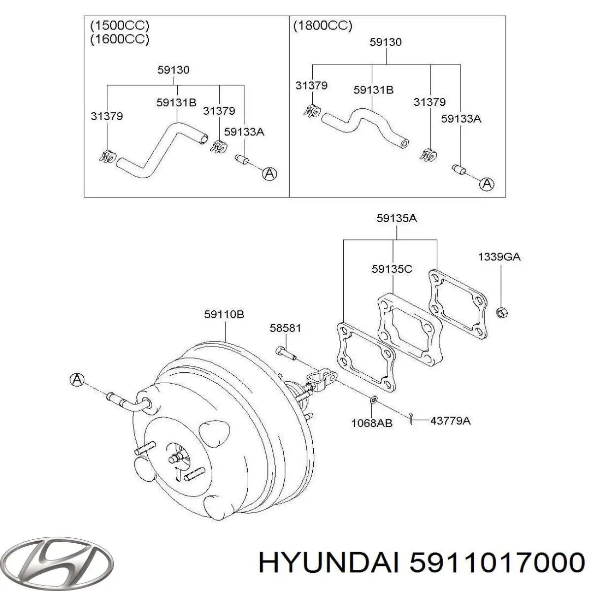 Усилитель тормозов вакуумный на Hyundai Matrix FC