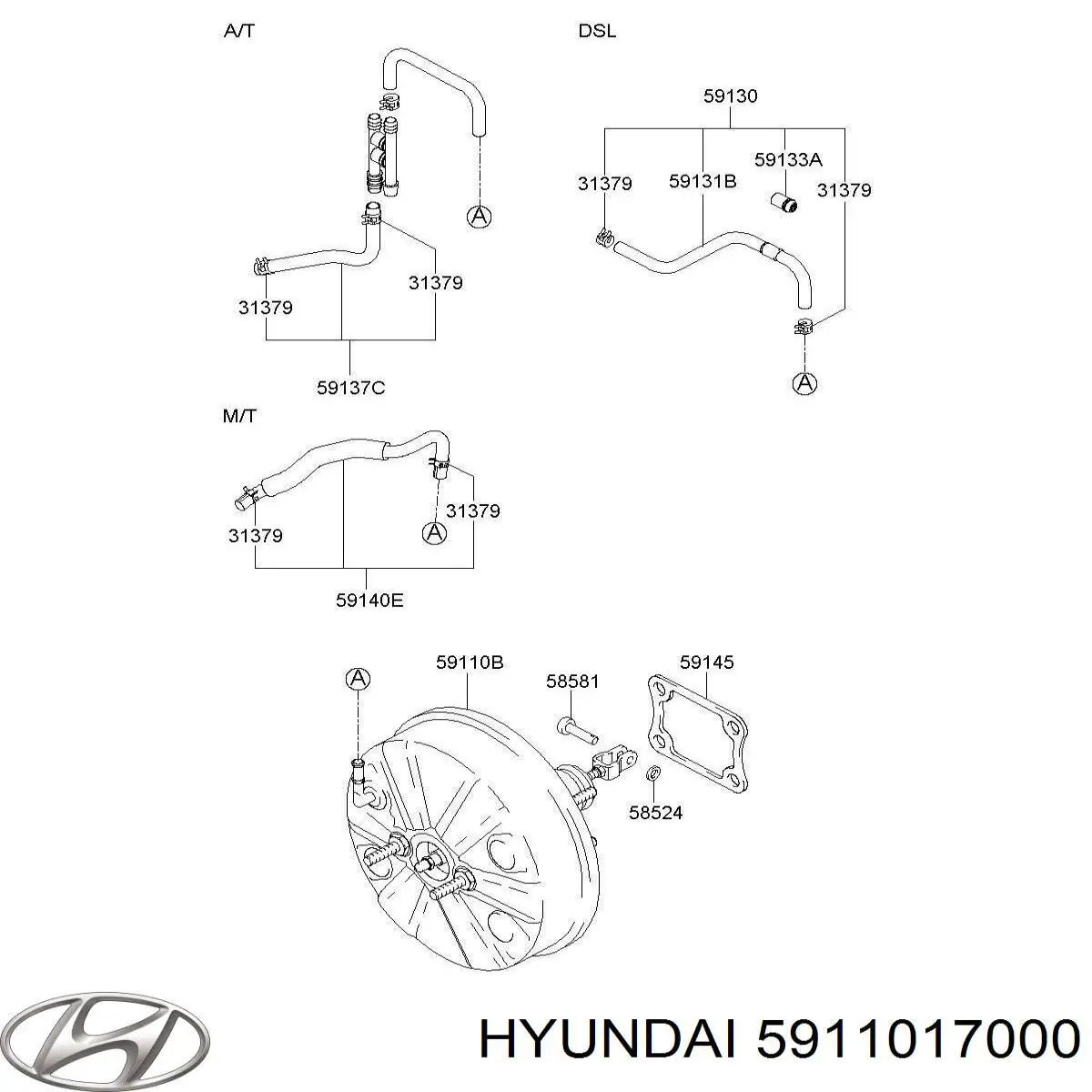 Усилитель тормоза вакуумный на Hyundai Matrix  FC