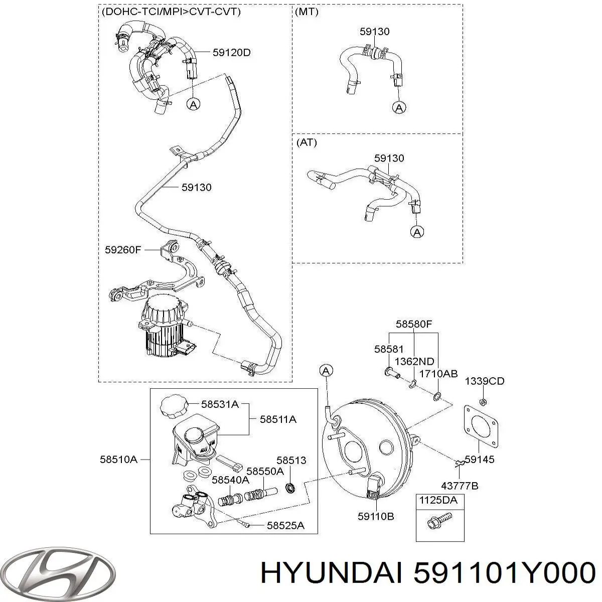 585001Y200 Hyundai/Kia Усилитель тормоза вакуумный