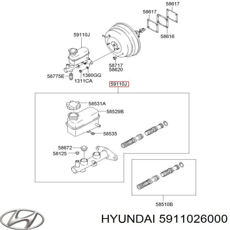 5911026000 Hyundai/Kia Цилиндр тормозной, главный