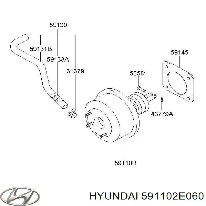 591102E060 Hyundai/Kia Усилитель тормоза вакуумный