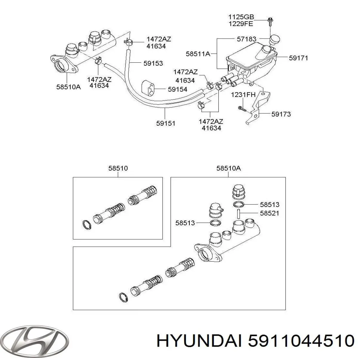 Цилиндр тормозной главный 5911044510 Hyundai/Kia