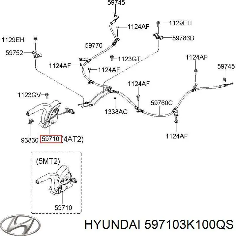 597103K100QS Hyundai/Kia Привод стояночного тормоза (управление ручным тормозом)